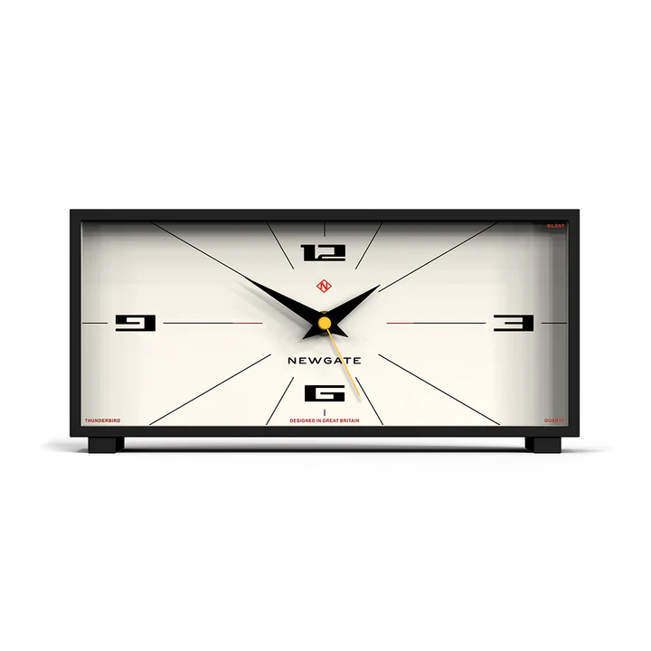 Newgate Thunderbird Mantel Clock in Black and Cream