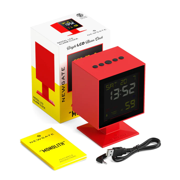 Newgate Monolith LCD Alarm Clock - Red | At Portmeirion Online