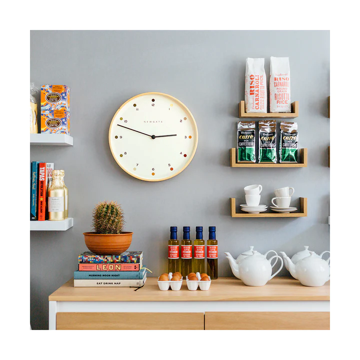 Newgate Mr Clarke Wall Clock - Pale Wood / Dot Dial | At