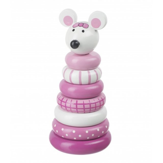 Pink Mouse Wooden Stacking Ring