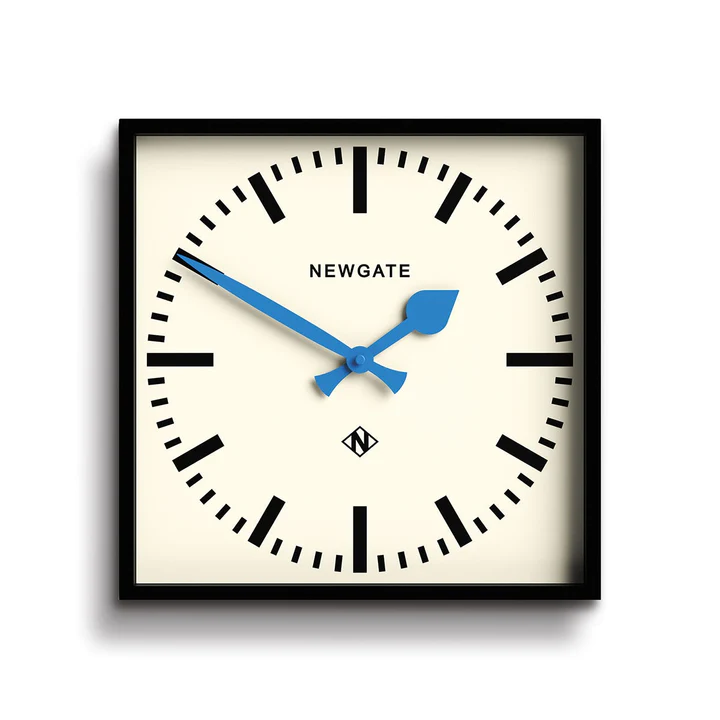 Newgate Number Five Wall Clock - Black / Blue Hands