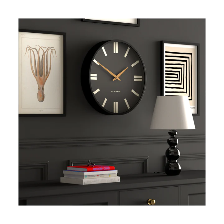 Newgate Plaza Wall Clock in Matt Black At Portmeirion Online