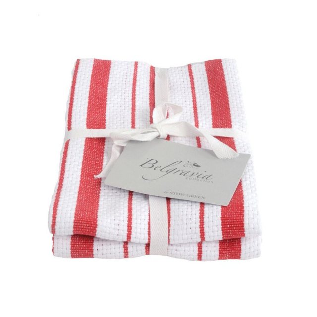 Stow Green Belgravia Basket Weave Tea Towels S/2 Red