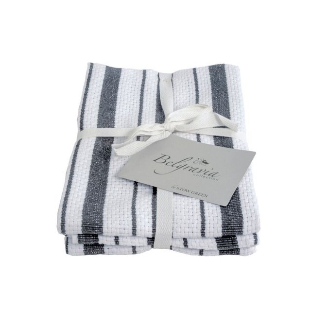 Stow Green Belgravia Basket Weave Tea Towels S/2 Grey