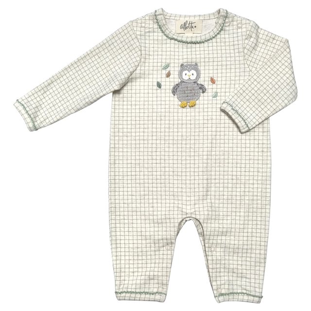 Albetta Crochet Olsen Owl Grid Babygro