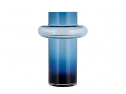 Lyngby Glass Vase Tube Dark Blue