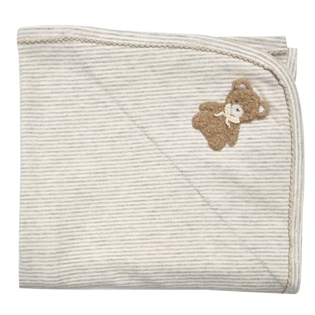 Albetta Applique Teddy Stripe Blanket