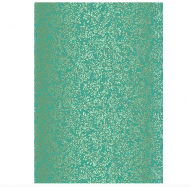 Sara Miller Gold Leaves Jade Flat Wrapping Paper