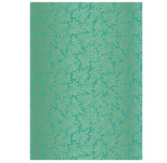 Sara Miller Gold Leaves Jade Flat Wrapping Paper