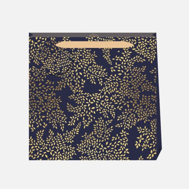Sara Miller Gold Leaves Midnight Medium Bag