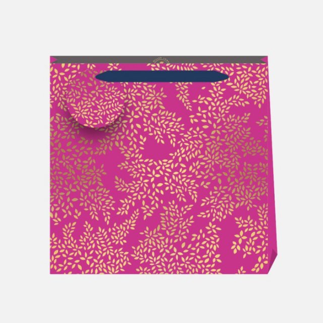 Sara Miller Gold Leaves Pink Medium Bag
