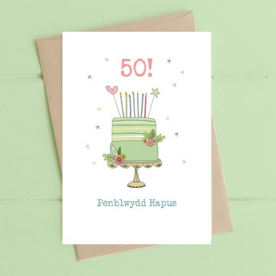 Penblwydd Hapus 50 (Cacen Mawr)