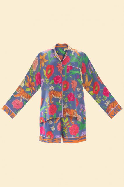 Powder Floral Tiger Face Supersoft Summer Pyjamas