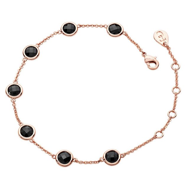 Tipperary Crystal Noir Bezel Cut Black Stone Chain Bracelet