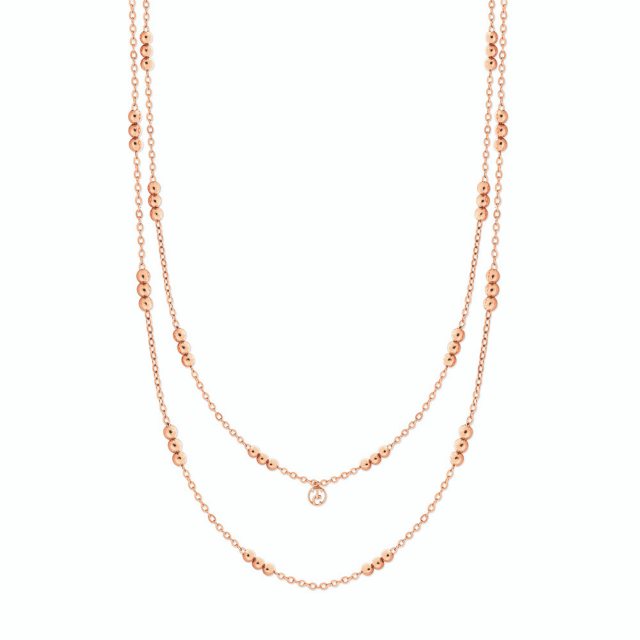 Tipperary Crystal Skandi Triple Bead Rose Gold Long Necklace