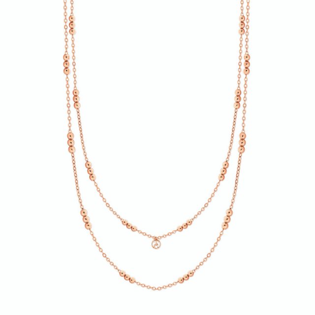 Tipperary Crystal Skandi Triple Bead Rose Gold Long Necklace