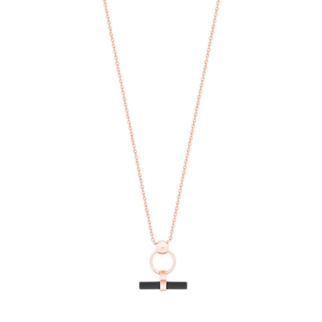 Tipperary Crystal Black Bar & Circle Pendant Rose Gold