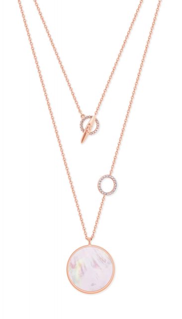 Tipperary Crystal Full Moon Pendant With CZ Rings Rose Gold
