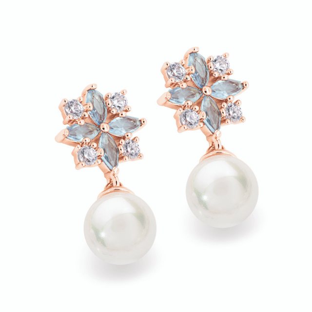 Tipperary Crystal Maureen O'Hara Drop Pearl Rose Gold Earrings