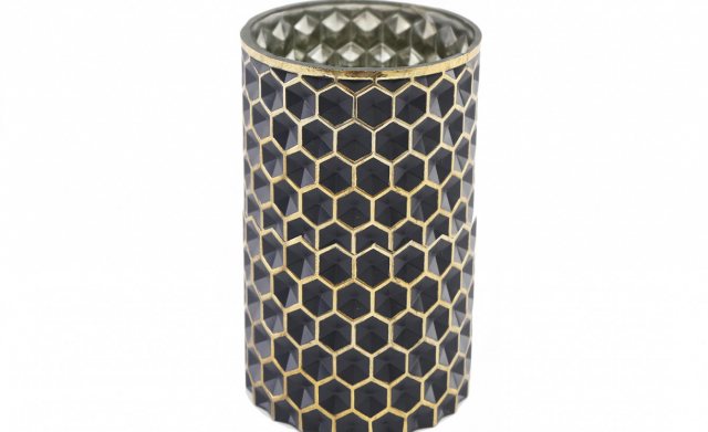 Honeycombe Black and Gold Rustic Vase