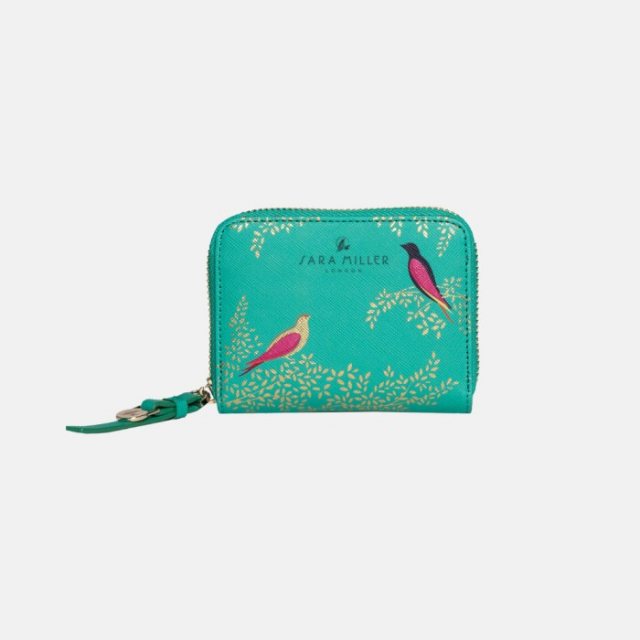 Sara Miller Green Birds Small Zip Purse