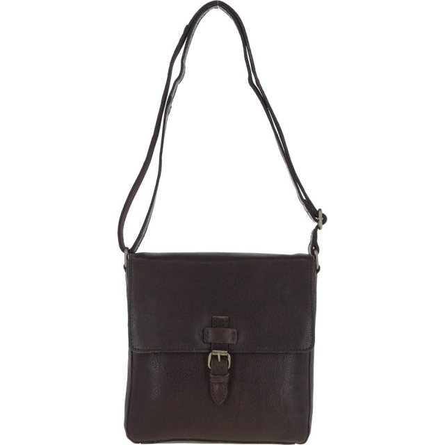Ashwood Dean Small Leather Messenger Bag Brown