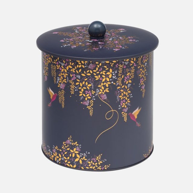 Sara Miller Navy Hummingbird Biscuit Barrel