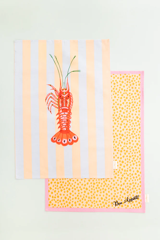 Yvonne Ellen Lobster Bon Apetit Tea Towels - Set of 2