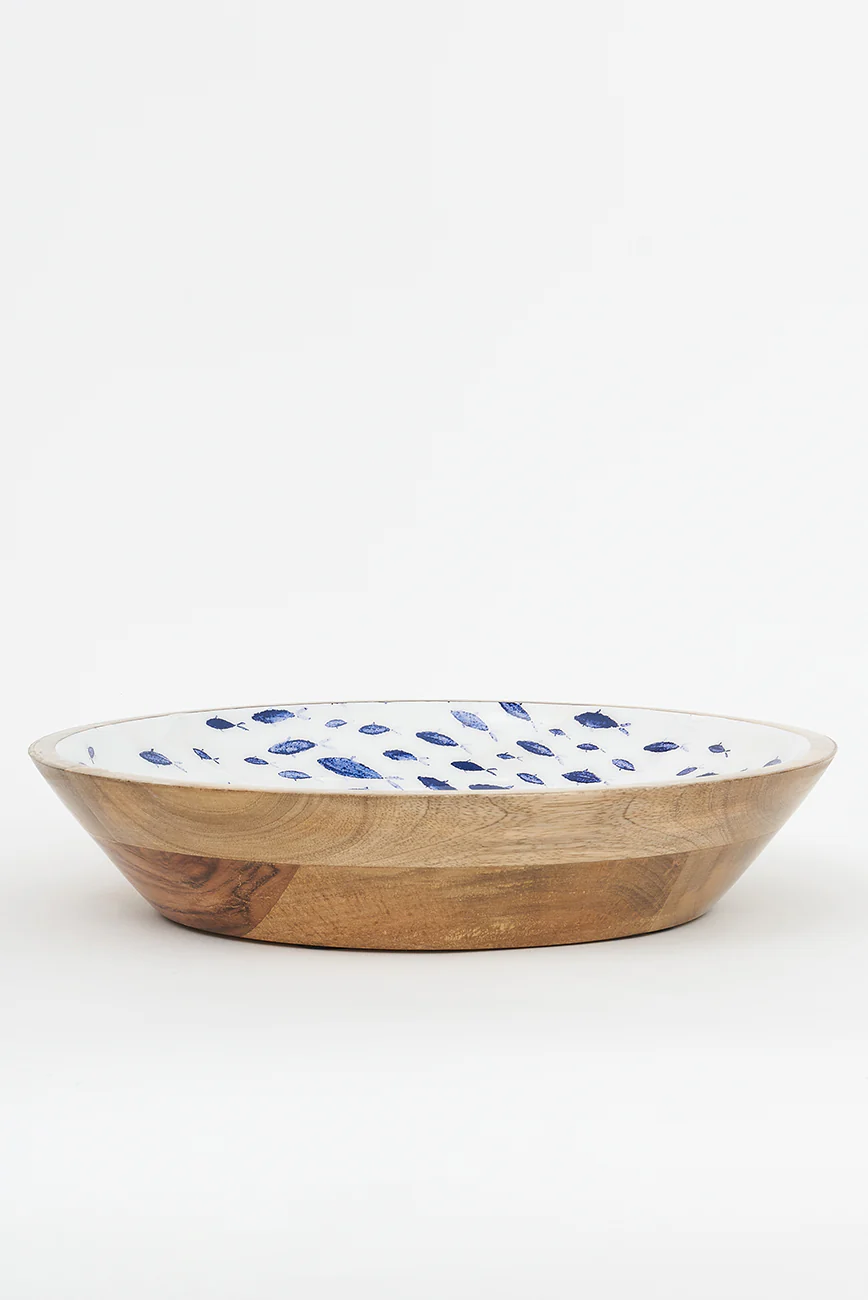 Batela Medium Enamelled Wooden Bowl - Fish