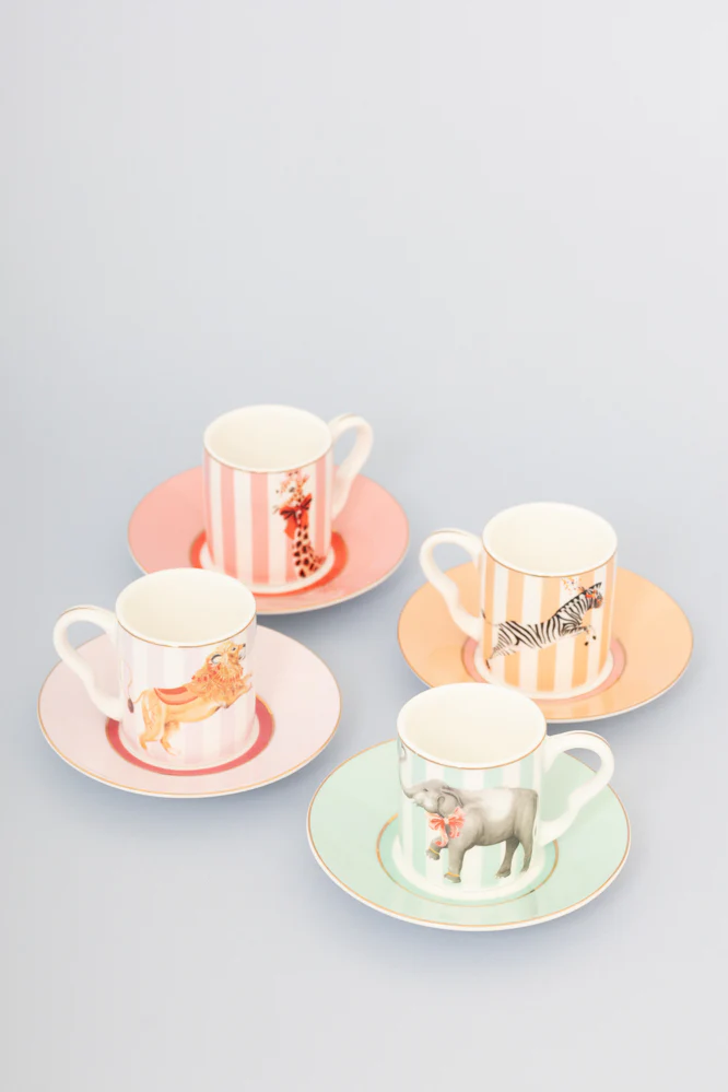 Yvonne Ellen Set of 4 Espresso Cup & Saucers