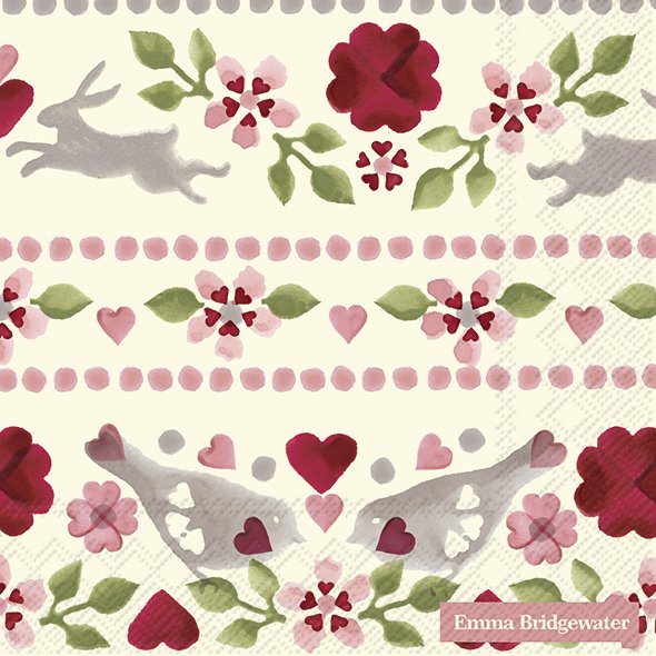 Emma Bridgewater Napkins -  Love Birds Cream