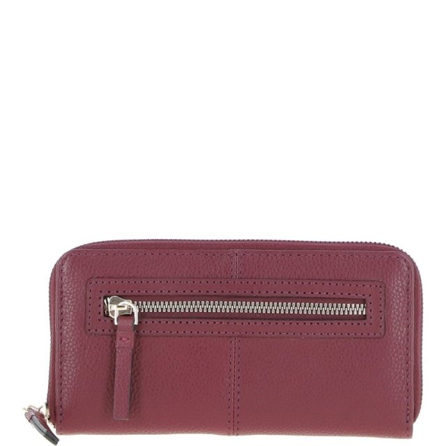 Ashwood 8 Card Zip Large Leather Purse - Wine