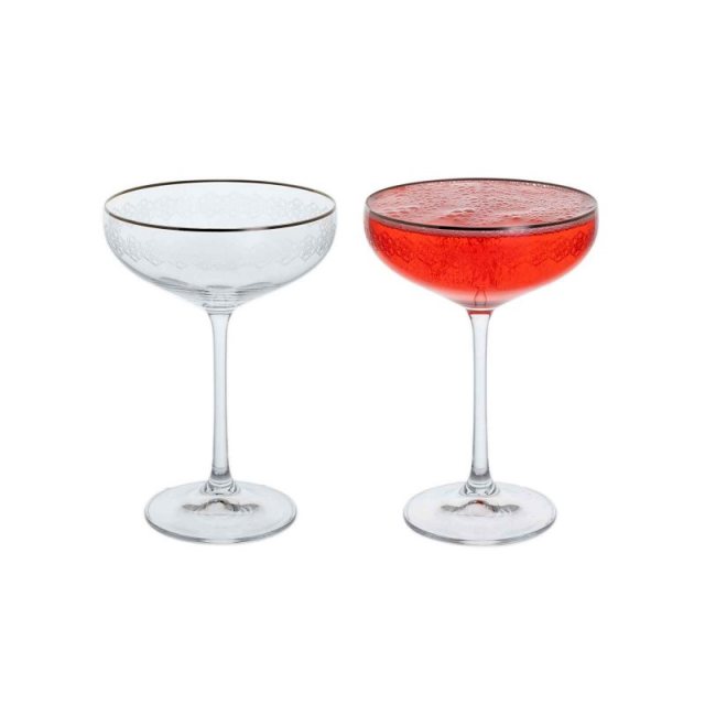 Dartington Crystal Gatsby Cocktail Saucer Pair