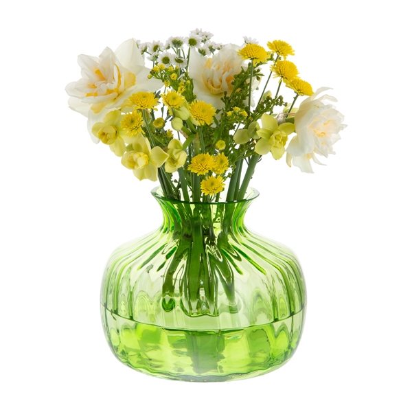 Dartington Crystal Cushion Lime Green Medium Vase