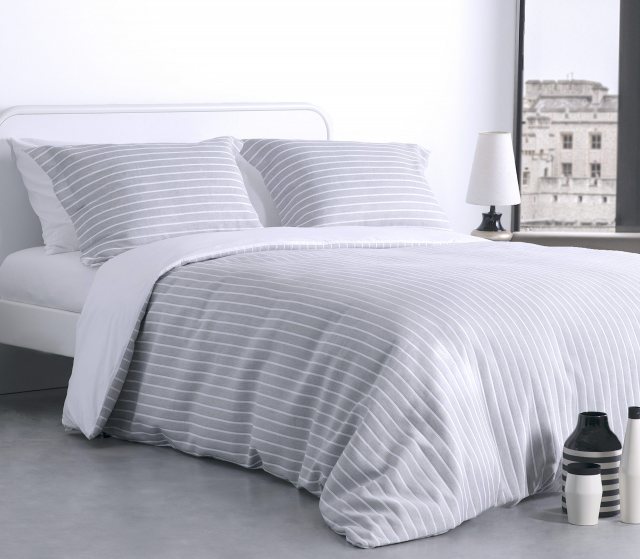 Design Port Stripe Silver Duvet Cover Set