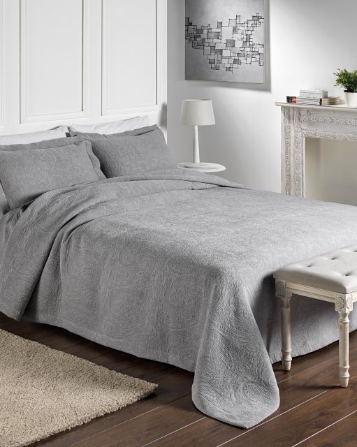 Design Port Kashmir Bedspread Grey