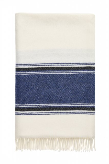 Portmeirion Neptune Merino Wool Throw - Harbour Blue