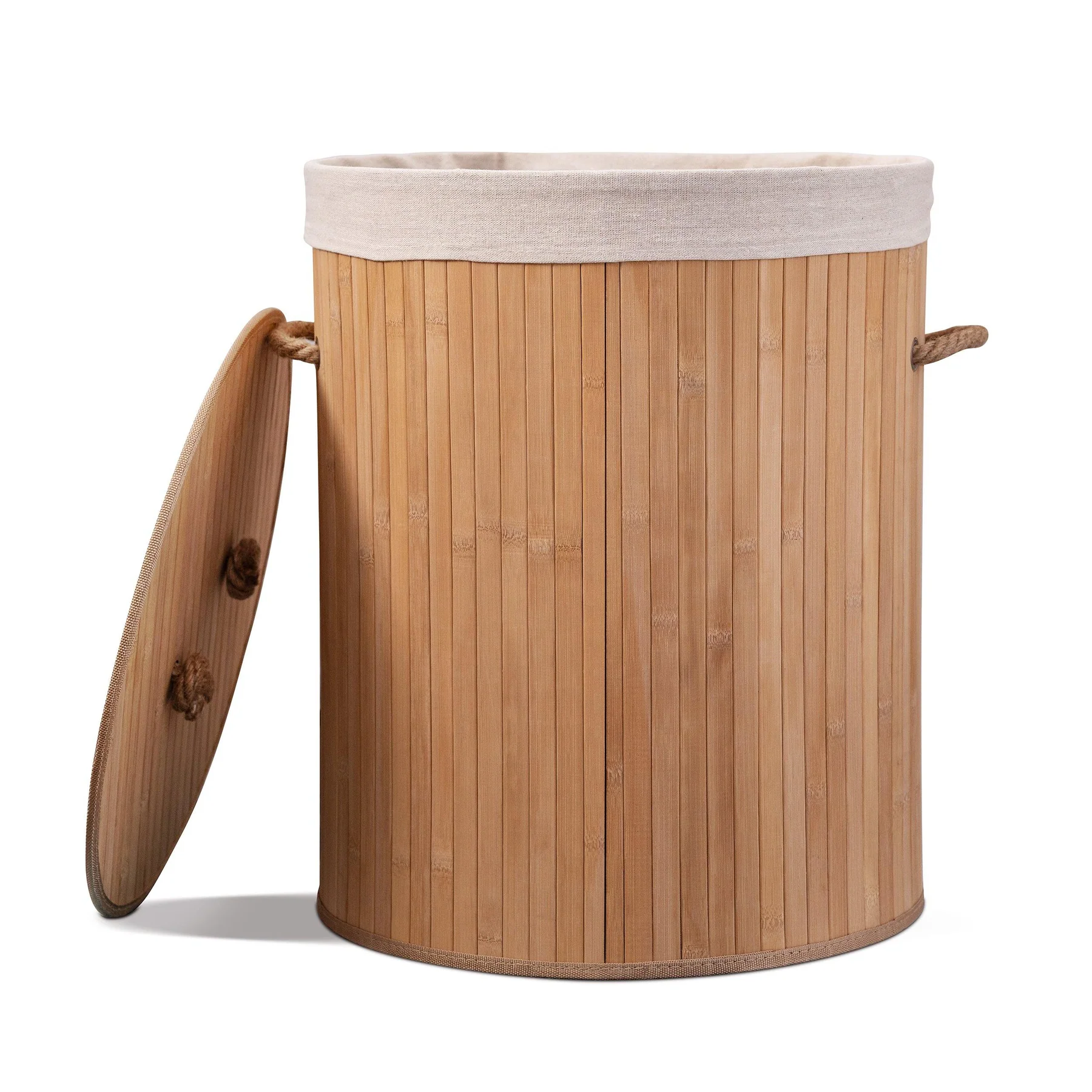 Eco Bath Bamboo Laundry Basket With Lid Round