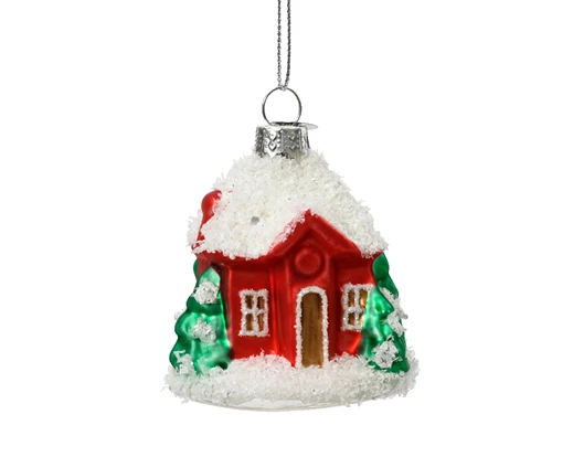 House & Glitter Snow Glass Decoration