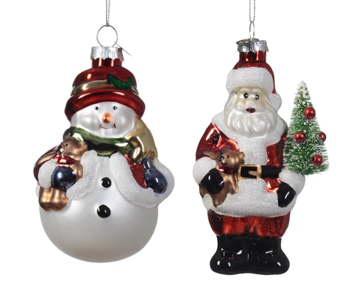 Snowman / Santa Glass Decoration