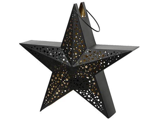 Black & Gold Iron Star Lantern Large