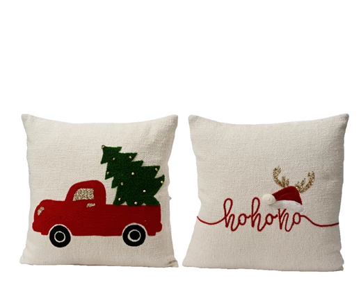 Festive Square Cushion : Ho Ho Ho / Car