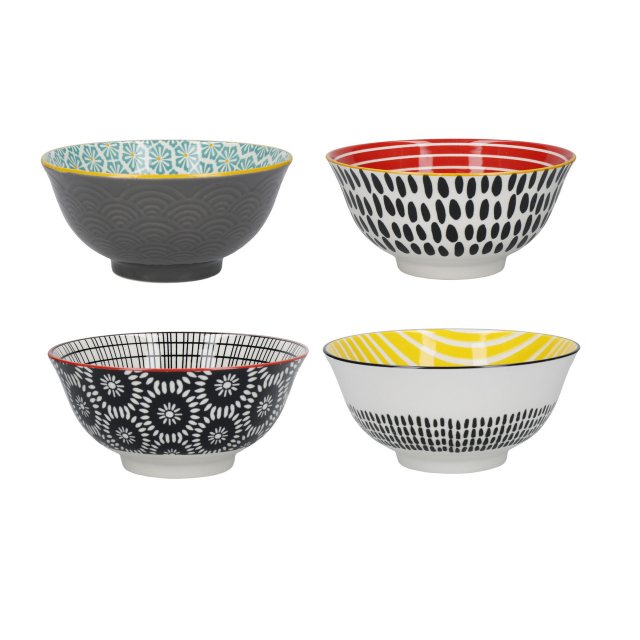KitchenCraft Bowls Set of 4 - Monochrome
