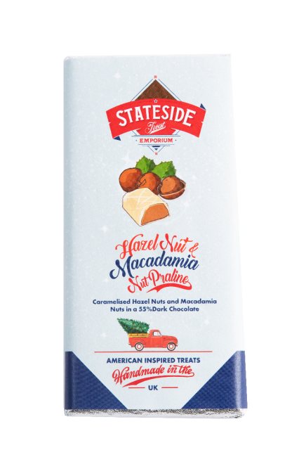 Stateside Hazelnut & Macadamia Nut Praline Bar 100g