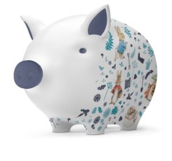 Tilly Pig Peter Rabbit & Friends In The Garden Blue Piggy Bank