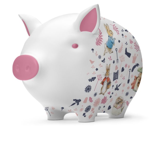 Tilly Pig Peter Rabbit & Friends In The Garden Pink Piggy Bank