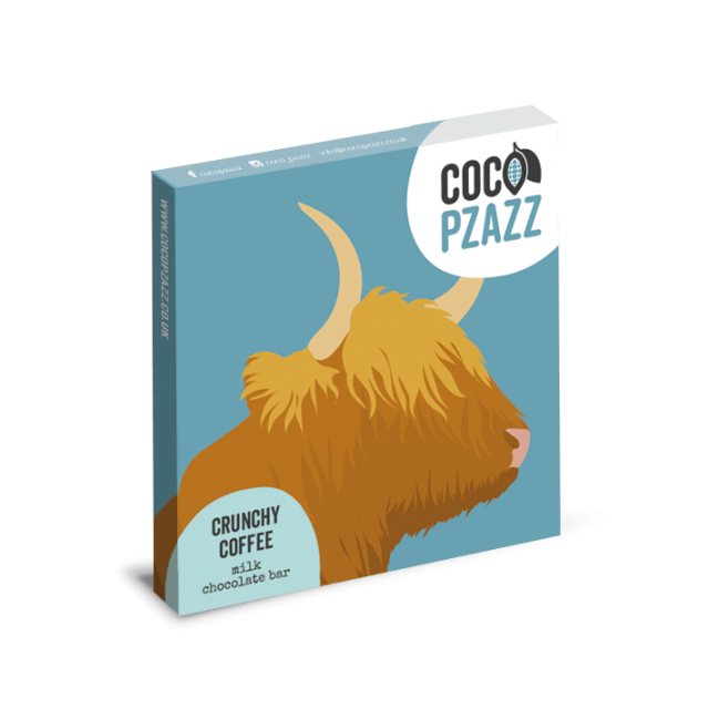 Coco Pzazz x Fiddy & Mabel Crunchy Coffee Milk Chocolate Bar 80g