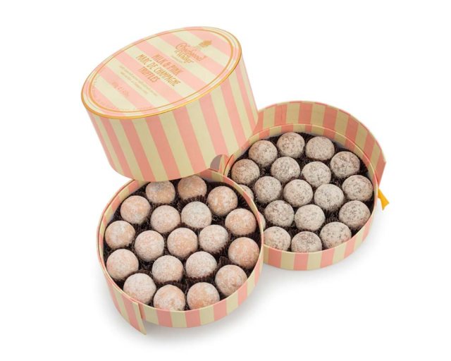 Charbonnel et Walker Pink & Milk Marc de Champagne Luxury Striped Truffle Gift Box 650g