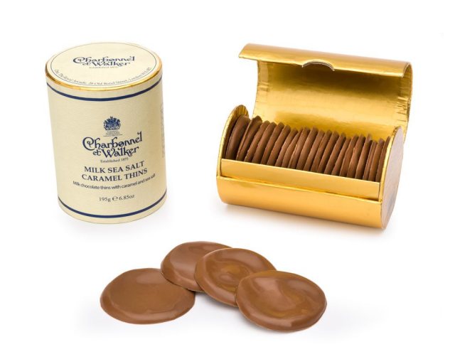Charbonnel et Walker Milk Chocolate Thins With Caramel & Sea Salt 200g