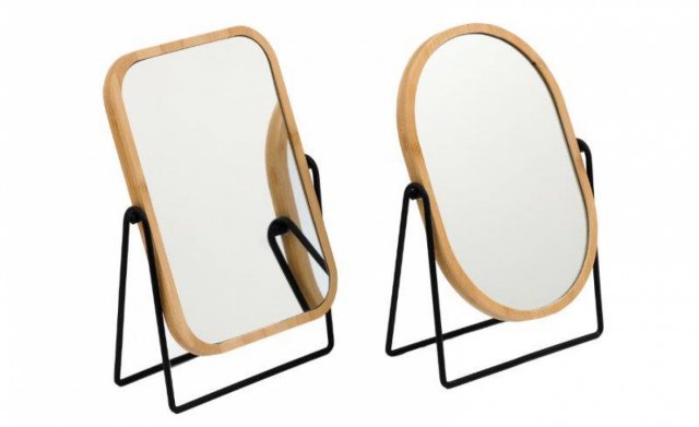 Double Sided Bamboo Mirror With Stand